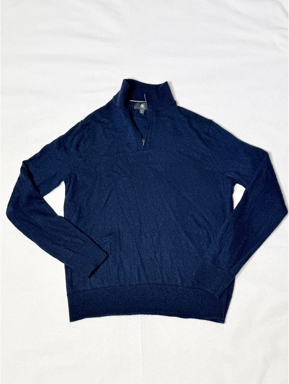 Banana Republic Italian Merino Wool Navy Quarter Zip Sweater Men’s L